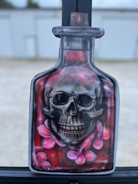 Skull in Bottle of Flowers